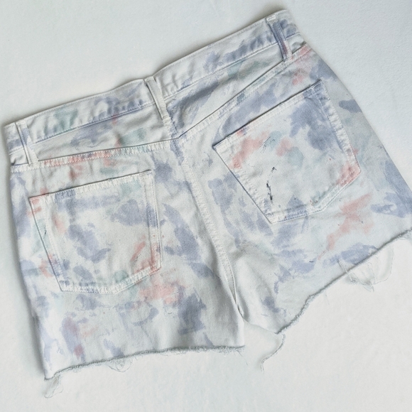 John Elliott Denim Shorts Tie Dye 5-Pocket Fray Hem White Purple Push Pop 29 NWT - Picture 7 of 14